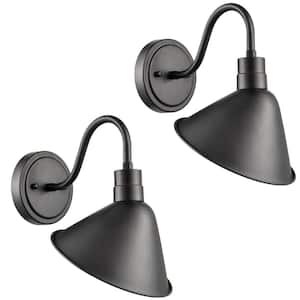 11 in. 1-Light Black Modern Wall Sconce with Standard Shade