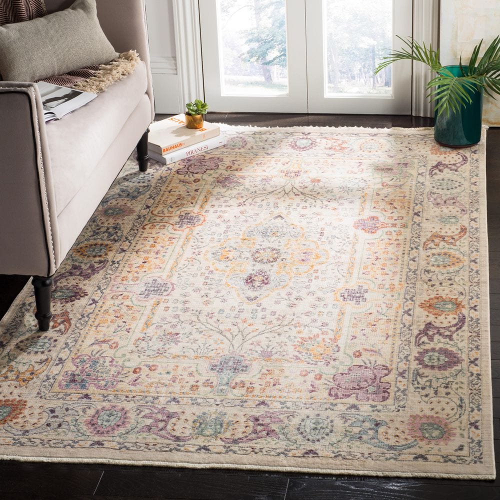 Illusion 4 ft. x 4 ft. Square Cream/Purple Oriental Distressed Area Rug price history on PriceWatchPro