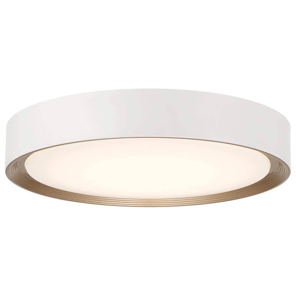 Malaga 19.75 in. 40-Watt Matte White Integrated LED Flush Mount with White 