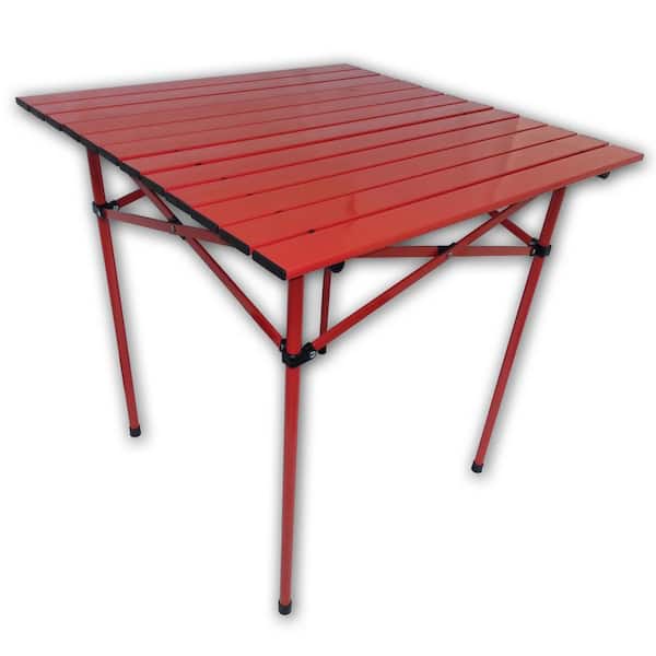 Aspen Brands Red Aluminum Square Outdoor Picnic Table with Bag