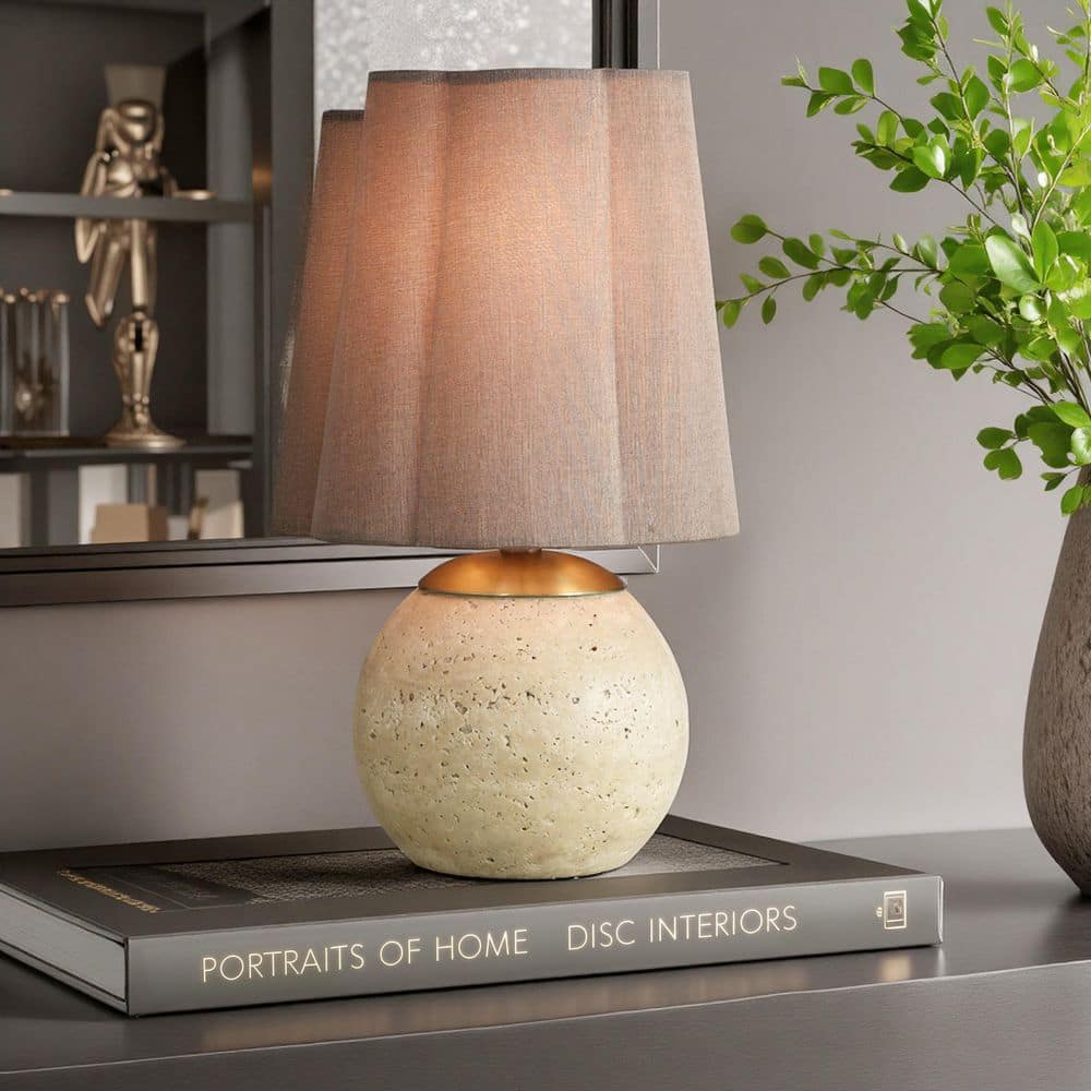 Rosalind 12 in. Polished Brass Transitional Table Lamp for Living Room with Brown Linen Shade price history on PriceWatchPro
