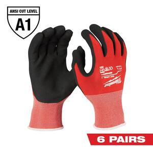 Small Red Nitrile Level 1 Cut Resistant Dipped Work Gloves (6-Pack)