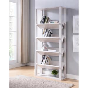 Rubus 71 in. White Faux Wood 5-shelf Etagere Bookcase with Open Back