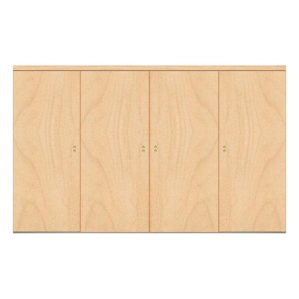Impact Plus 144 in. x 80 in. Smooth Flush Stain Grade Maple Solid Core MDF Interior Closet Sliding Door with Matching Trim
