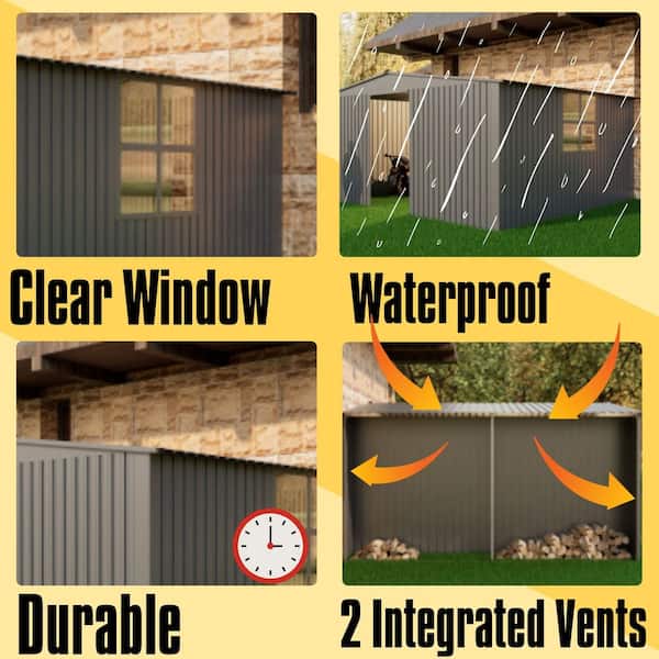 13 ft. W x 11 ft. D Metal Storage Shed Firewood Shed with Window for Garden and Backyard (122 sq. ft. )