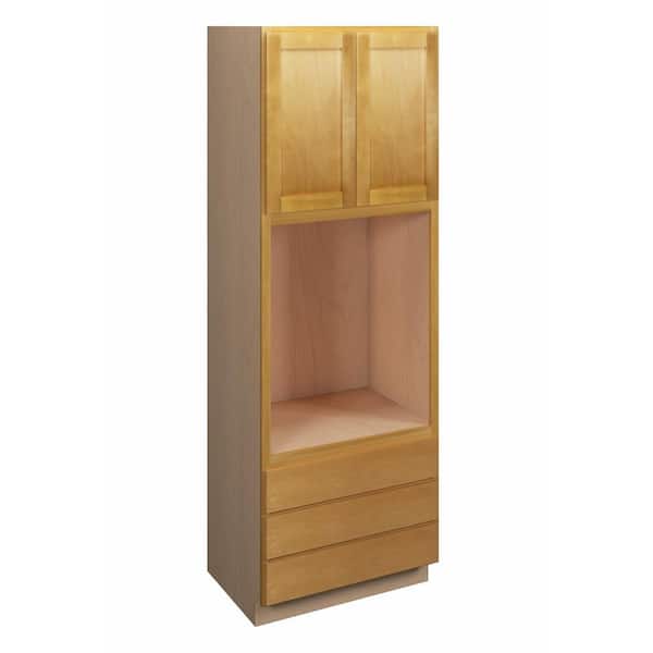 Aberdeen Recessed 33 in. W x 96 in. H x 24 in. D in Caramel Plywood Assembled Single Oven Cabinet