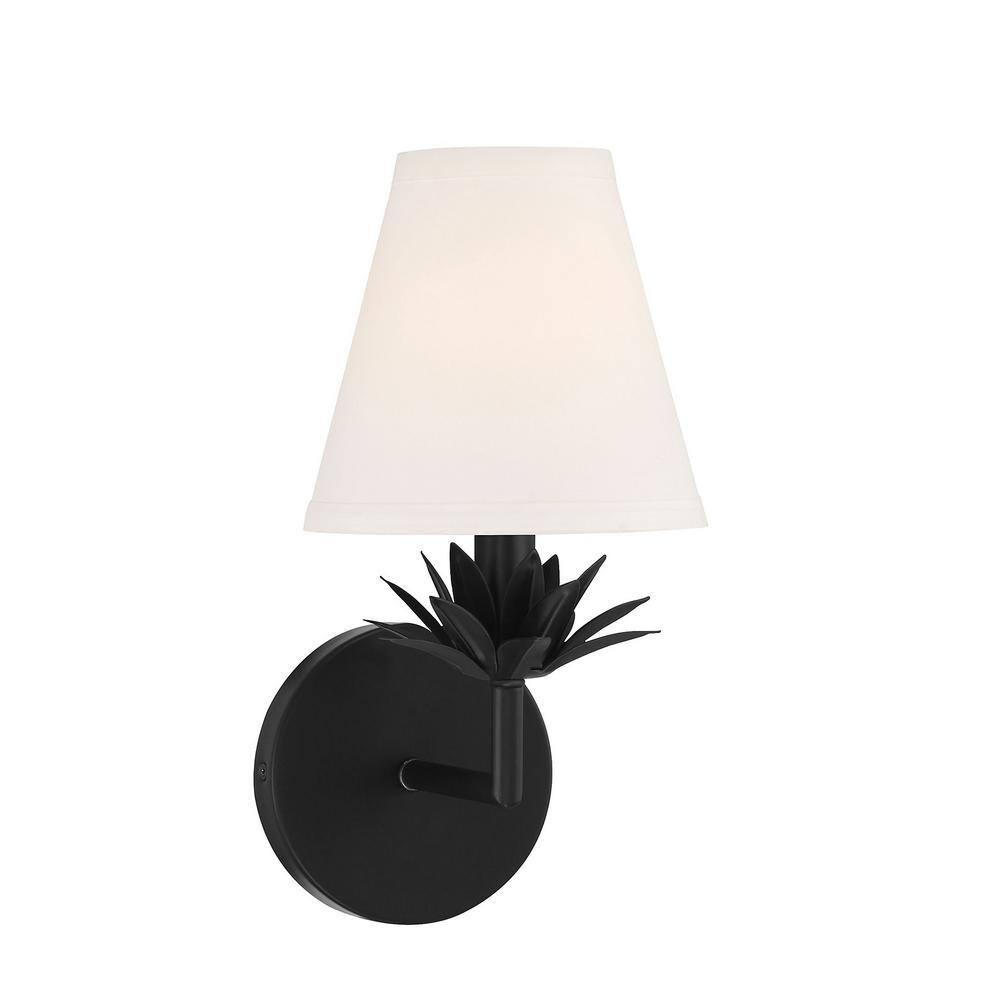 Rosalie Floral Bobeche Matte Black Outdoor Wall Sconce
