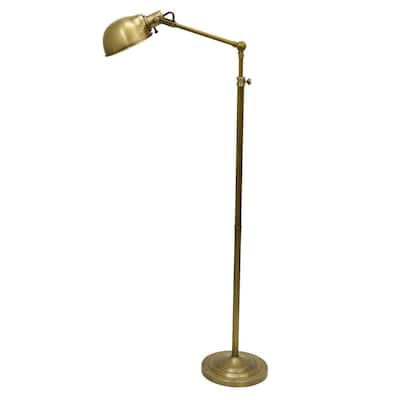 Dane Adjustable Pharmacy 71 in. Brass Floor Lamp with Metal Shade