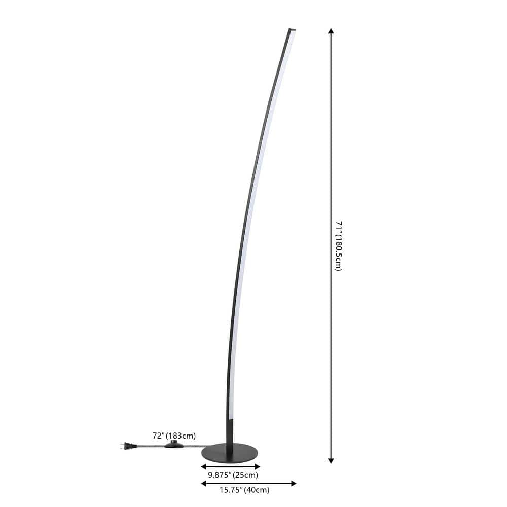 Malthe 71" Black Aluminum/Iron Arc LED Floor Lamp
