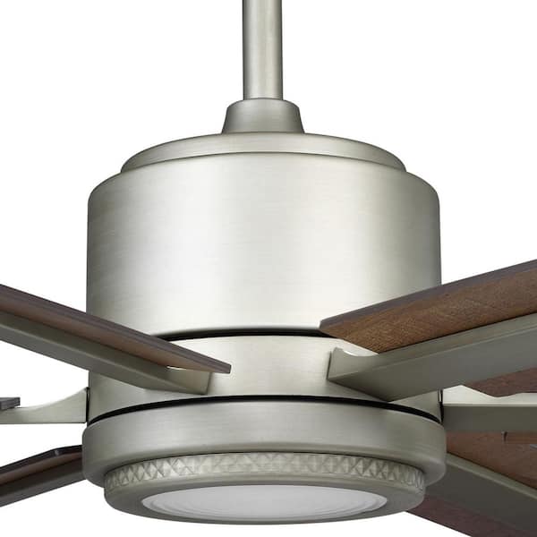 54" Large LED Ceiling Fan Elegant Grey Oak Driftwood Nickel Office Loft Light 