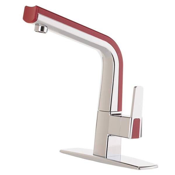 CleanFLO Matisse Single-Handle Standard Kitchen Faucet in Chrome and Red