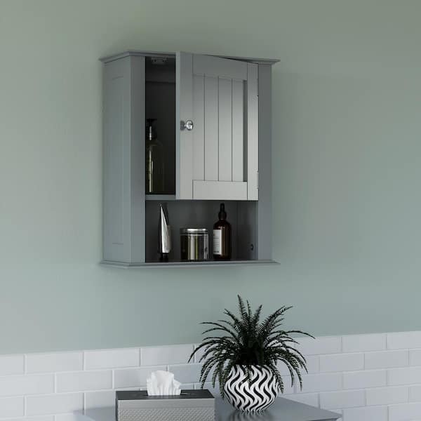 Ashland 16.5 in. W x 20.4 in. H x 7 in. D Bathroom Storage Wall Cabinet and Laundry Medicine Cabinet in Gray