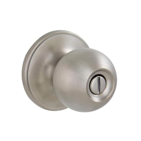 ESSENTIALS by Schlage Morrow Satin Stainless Steel Privacy Bed/Bath Door Knob