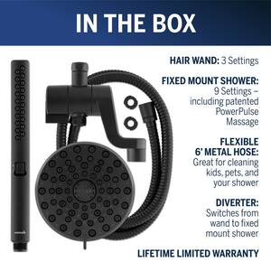 12-Spray High Pressure 1.8 GPM 5 in. Wall Mount Dual Shower Head and Handheld Shower Head in Matte Black