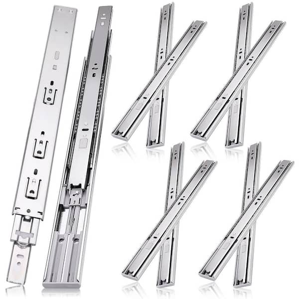 8-Piece 4 Pairs 12 in. Soft Close Silver 3 Fold Full Extension Side Mount Cabinet Drawer Glides for Cabinet