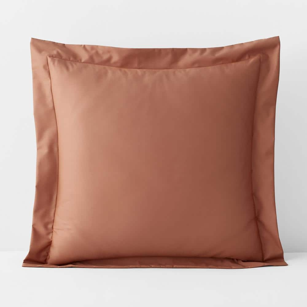 Company Cotton Wrinkle-Free Caramel Sateen Euro Sham -  The Company Store, N4P6-E-CARAMEL