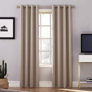 Stone Woven Solid 52 in. W x 84 in. L Noise Cancelling Thermal Grommet Blackout Curtain