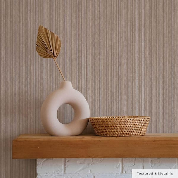 Metallic Neutral Faux Grasscloth Vinyl Peel and Stick Textured Wallpaper Roll (Covers 28 sq. ft.)