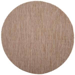 Courtyard Natural/Black 5 ft. x 5 ft. Round Solid Indoor/Outdoor Patio  Area Rug