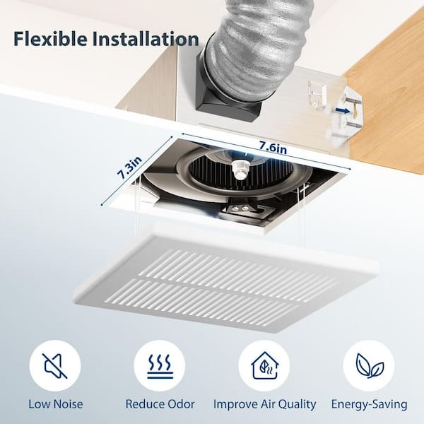 Amico 80 CFM Ceiling Mount Bathroom Exhaust Fan, 1.0 Sones Quiet