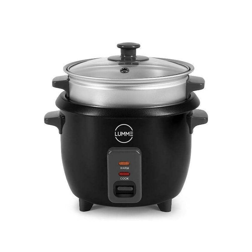 Lumme RC001B 6 Cups Black Rice Cooker and Steamer with Simple One-touch Operation