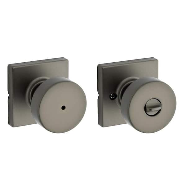 Kwikset Pismo Gunmetal Square Rose Hall/Closet Round Door Knob