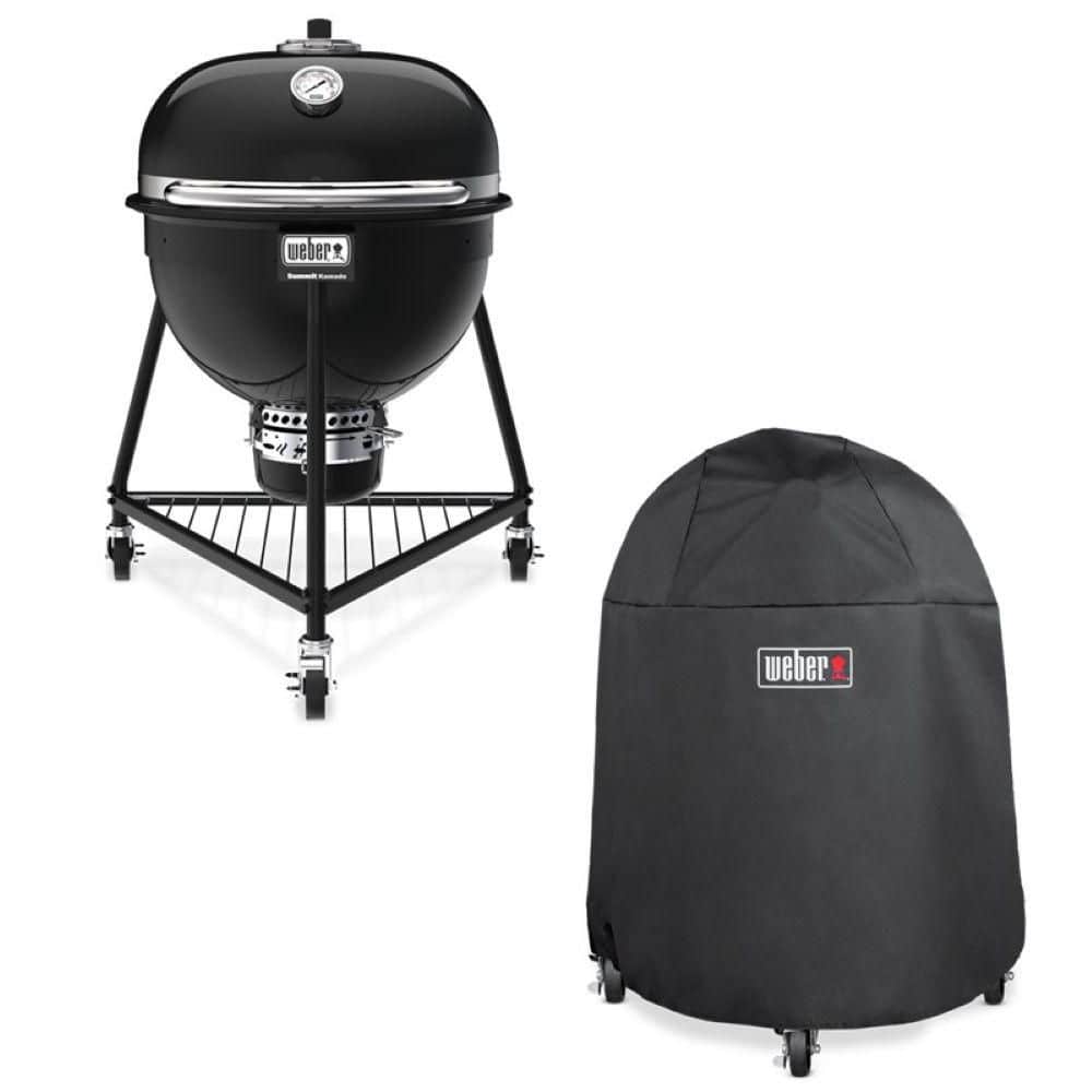 24 in. Summit Kamado E6 Charcoal Grill in Black with Grill Cover