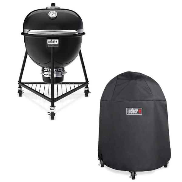 Summit Kamado 30.5 in. E6 Charcoal Grill in Black with Grill Cover