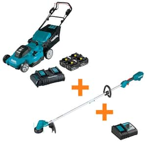 18-Volt X2 (36V) LXT Cordless 21 in. Lawn Mower Kit & 4 batteries (5.0Ah) with bonus 18-Volt String Trimmer & Charger