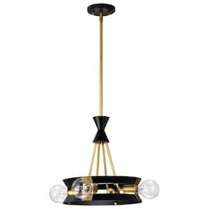 Marsden 4-Light Matte Black Round Chandelier and No Bulbs Included