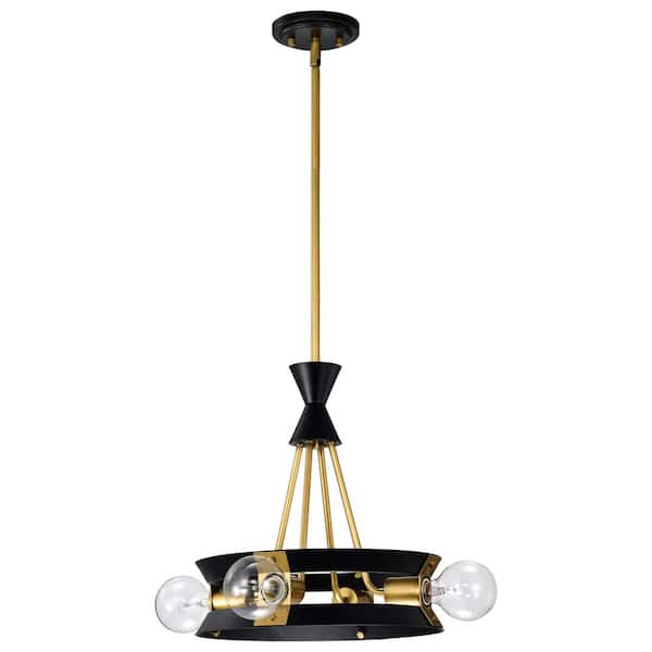 SATCO Marsden 4-Light Matte Black Round Chandelier and No Bulbs Included