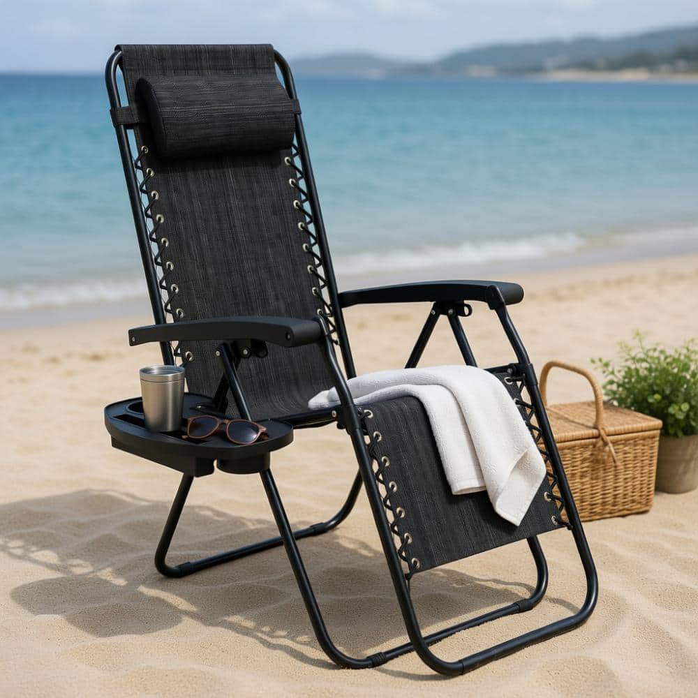 Portable Zero Gravity Chairs with Cup Holder Trays and Backrest-Gray price history on PriceWatchPro