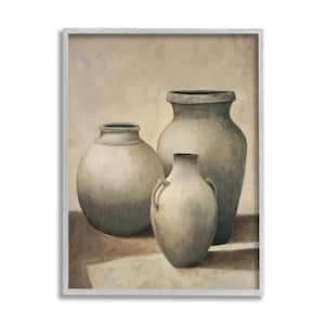 Clay Plant Pottery Jars Still Life Pencil Sketch by Andre Mazo Framed Culture Art Print 30 in. x 24 in.