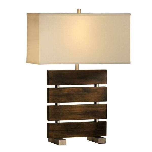 NOVA Divide 25 in. Dark Brown, Brushed Nickel Table Lamp