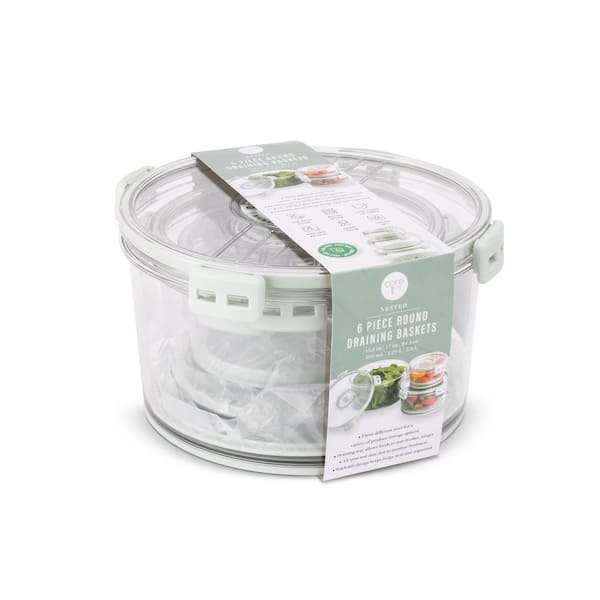 Green Set of 3 Round Dated Draining Baskets