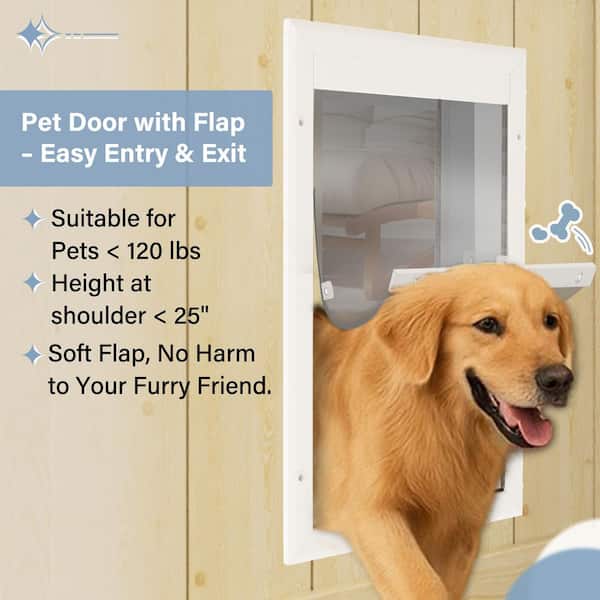 32 in. x 80 in. Single Universal Paneled Unfinished Pine Wood Gauze Mesh Hinged Screen Door with Dog Door for Backyard