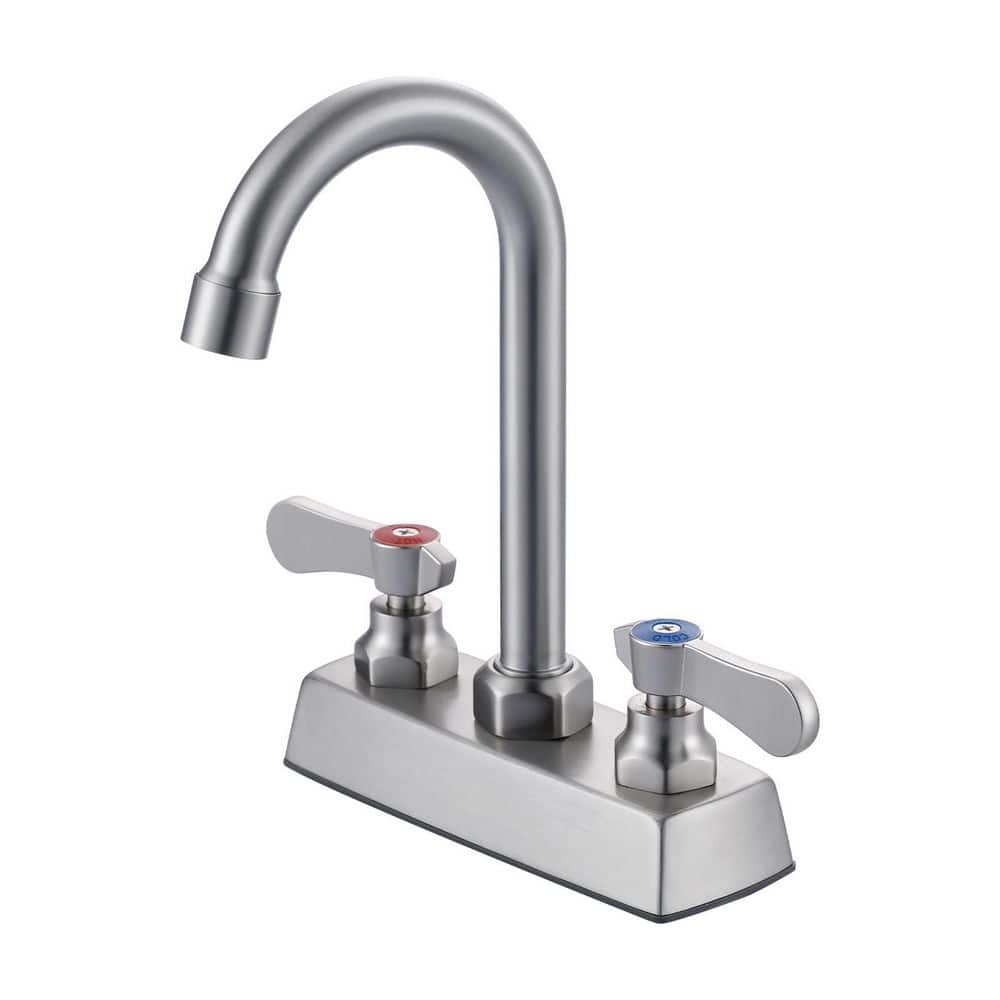 4 in. Double Handle Deck Mount Standard Kitchen Faucet with High-Arc Gooseneck Spout in Brushed Nickel price history on PriceWatchPro