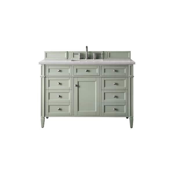 James Martin Vanities Brittany 48.0 in. W x 23.5 in. D x 34 in. H Bathroom Vanity in Sage Green with Eternal Serena Quartz Top