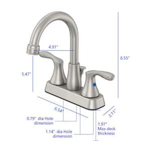 Deveral 4 in. Centerset 2-Handle High-Arc Bathroom Faucet in Brushed Nickel