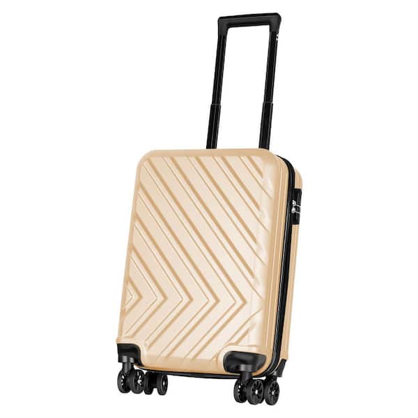HIKOLAYAE 1-Piece Carry On 20 in. Luggage Set Hard Shell Suitcase with Spinner Wheels and Locks, Arrow in Rosegold