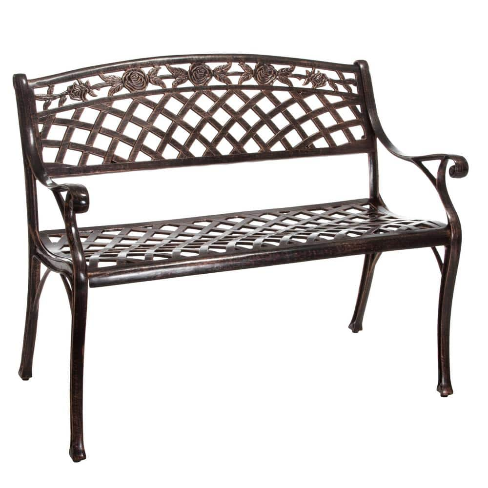 Noble House Hamilton 40 in. Copper Aluminum Outdoor Patio Bench 2638 ...