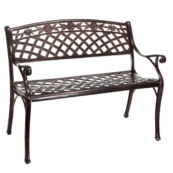 Noble House Hamilton 40 in. Copper Aluminum Outdoor Patio Bench