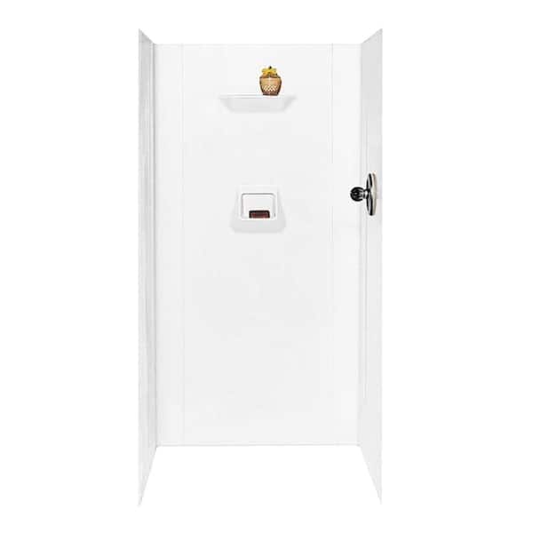Swan 36 in. x 36 in. x 70 in. 5-Piece Easy Up Adhesive Alcove Shower Surround in White