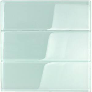 Contempo Seafoam 4 in. x 12 in. x 8mm Polished Glass Subway Wall Tile (1 sq. ft.) (15 pieces 5 sq.ft/Box)