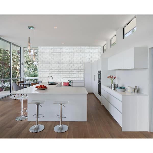 3D Falkirk Retro IV 23 in. x 23 in. White Grey Faux Brick PVC Decorative Wall Paneling