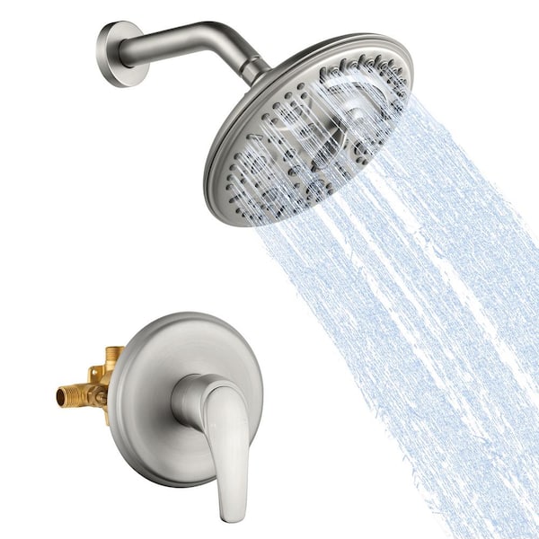 Heemli Relaxing Single Handle 6-Spray Shower Faucet 1.75 GPM with 8 in. Adjustable Heads in Brushed Nickel (Valve Included)