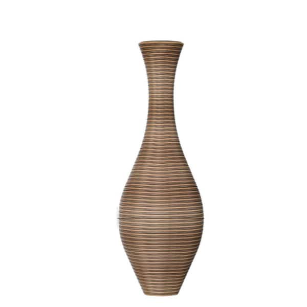 Unbranded Beige & Grey 40.2 in. H Modern Plastic Artificial Rattan Gourd Decorative Vase Perfect for Living Room Decor, Entryway