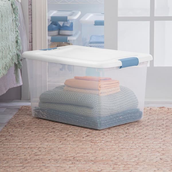 Sterilite 64 qt. Storage Box in Clear with White Lid (4-Pack