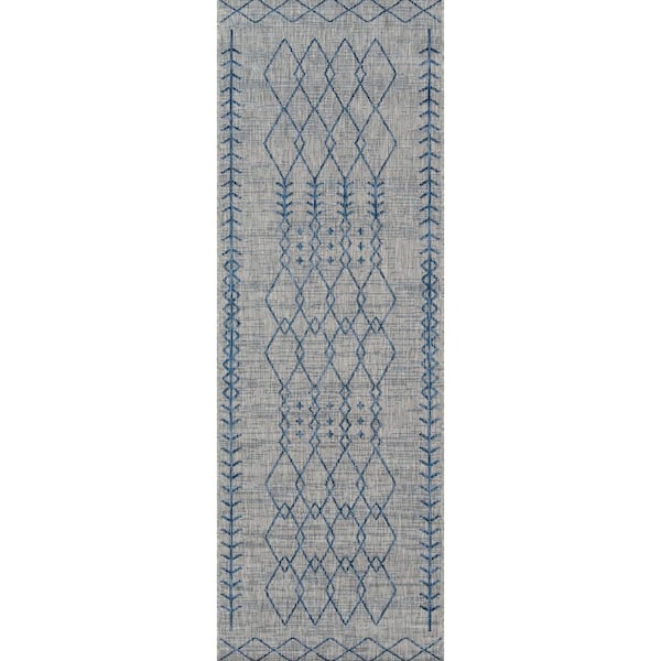 Novogratz by Momeni Villa Monaco Grey 2 ft. x 6 ft. Indoor Outdoor Runner Rug
