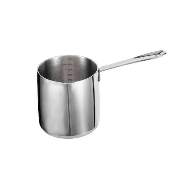 0.94 qt. Stainless Steel Butter Warmer Pot with Heat-Resistant Handle, Milk Warmer Pot, Mini Sauce Pan with Spout